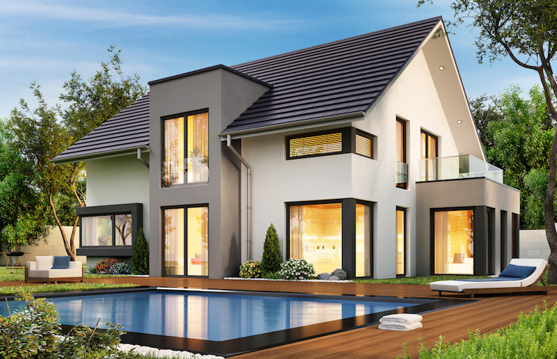 プール付きの豪華な一戸建て